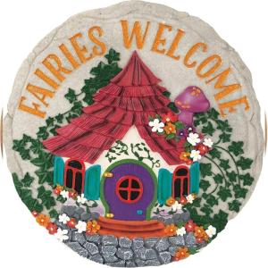 Spoontiques – Garden Décor -Life is Good Ladybug Stepping Stone – Decorative Stone for Garden(Fairies Welcome)