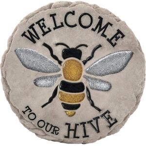Spoontiques – Garden Décor -Welcome to Hive Stepping Stone – Decorative Stone for Garden