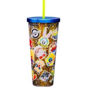 Spoontiques – Glitter Filled Acrylic Tumbler – Glitter Cup with Straw – 20 oz – Stainless Steel Locking Lid with Straw – Double Wall Insulated – BPA Free – Frosty the Snowman Glitter Cup(Looney Tunes)
