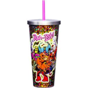 Spoontiques – Glitter Filled Acrylic Tumbler – Glitter Cup with Straw – 20 oz – Stainless Steel Locking Lid with Straw – Double Wall Insulated – BPA Free – Frosty the Snowman Glitter Cup(Scooby Doo Halloween)