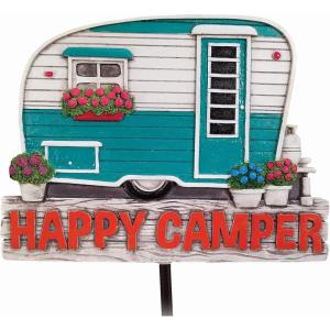 Spoontiques – Happy Camper Garden Stake – Garden Décor – Decorative Stake for Lawn and Yard – Multicolored