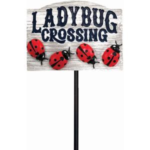 Spoontiques – Ladybug Crossing Garden Stake – Garden Décor – Decorative Stake for Lawn and Yard – Multicolored