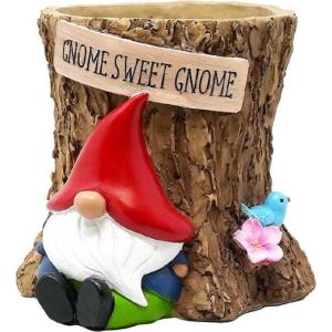 Spoontiques Decorative Flower Pots for Indoor and Outdoor Use – Hand Painted Resin Plant Pot – Home and Garden Décor (Grandma, 5.75″ x 5.75″ x 4.25″)(Gnome)