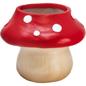 Spoontiques Decorative Flower Pots for Indoor and Outdoor Use – Hand Painted Resin Plant Pot – Home and Garden Décor (Grandma, 5.75″ x 5.75″ x 4.25″)(Mushroom)
