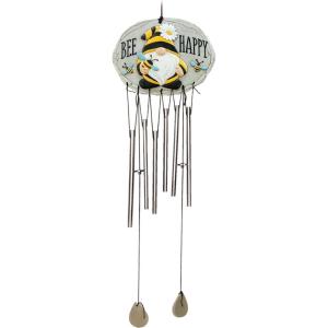 Spoontiques Gnome Wind Chime – Outdoor Garden Décor – Decorative Chimes for Yard, Garden, Backyard and Patio Decoration(Bee Gnome Metal)