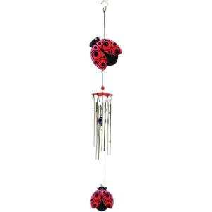 Spoontiques Gnome Wind Chime – Outdoor Garden Décor – Decorative Chimes for Yard, Garden, Backyard and Patio Decoration(Ladybug Metal)