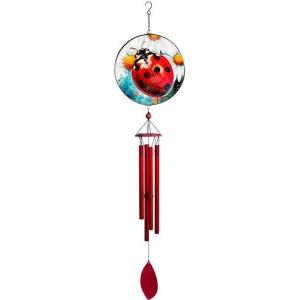 Spoontiques Gnome Wind Chime – Outdoor Garden Décor – Decorative Chimes for Yard, Garden, Backyard and Patio Decoration(Ladybug Suncatcher)