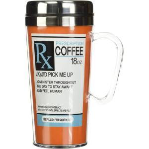 Spoontiques Insulated Travel Mug, 14oz – Double Wall Stainless & Acrylic Drink Cup with Twist Top Lid & Handle – Horse(Prescription)