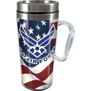 Spoontiques Insulated Travel Mug, 14oz – Double Wall Stainless & Acrylic Drink Cup with Twist Top Lid & Handle – Horse(US Air Force)