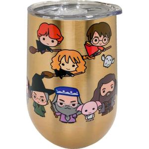 Spoontiques Mischief Managed Etched Stainless Steel Tumbler – Insulated Wine Tumbler with Lid – Double Wall Stainless Steel Stemless Wine Glass – 16oz – 5 5/8″ Tall(Harry Potter Cartoon)