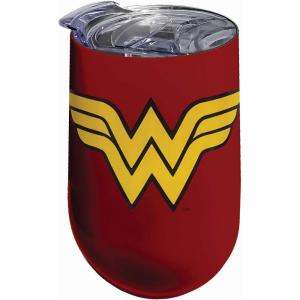 Spoontiques Mischief Managed Etched Stainless Steel Tumbler – Insulated Wine Tumbler with Lid – Double Wall Stainless Steel Stemless Wine Glass – 16oz – 5 5/8″ Tall(Wonder Woman)