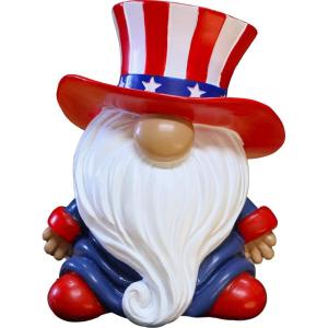 Spoontiques Mushroom House Garden Statue – Decorative Garden Statue – Colorful Home Décor for Indoor or Outdoor Use – Patio Decoration – Garden Accessory(Americana Gnome)