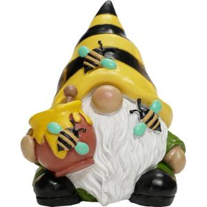 Spoontiques Mushroom House Garden Statue – Decorative Garden Statue – Colorful Home Décor for Indoor or Outdoor Use – Patio Decoration – Garden Accessory(Bee Gnome)