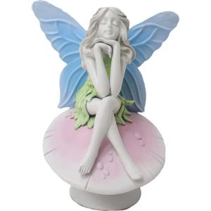 Spoontiques Mushroom House Garden Statue – Decorative Garden Statue – Colorful Home Décor for Indoor or Outdoor Use – Patio Decoration – Garden Accessory(Fairy)