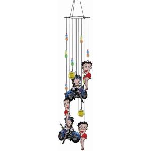 Spoontiques Peanuts Group Wind Chime – Outdoor Garden Décor – Decorative Chimes for Yard, Garden, Backyard and Patio Decoration(Betty Boop Biker)