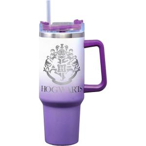 Spoontiques Peanuts Stainless Steel Travel Mug, 40oz – Double Wall Insulation, Sturdy Handle, Sliding Lock Travel Lid – Joe Cool(Hogwarts  Etched)
