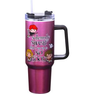 Spoontiques Peanuts Stainless Steel Travel Mug, 40oz – Double Wall Insulation, Sturdy Handle, Sliding Lock Travel Lid – Joe Cool(Solemnly Swear)