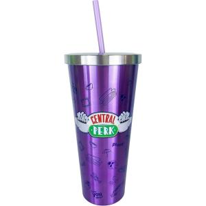 Spoontiques Scooby Doo Stainless Steel Tumbler, 24oz – Double Wall Insulated Travel Cup with Straw(Central Perk)
