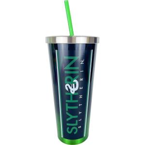Spoontiques Scooby Doo Stainless Steel Tumbler, 24oz – Double Wall Insulated Travel Cup with Straw(Slytherin)
