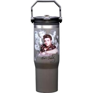 Spoontiques Wonder Woman Stainless Steel Water Bottle – 10″ Tall, Twist Off Lid & Carrying Handle – Stainless Steel Outer Wall & Acrylic Inner Wall(Elvis)