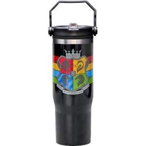 Spoontiques Wonder Woman Stainless Steel Water Bottle – 10″ Tall, Twist Off Lid & Carrying Handle – Stainless Steel Outer Wall & Acrylic Inner Wall(Hogwarts)