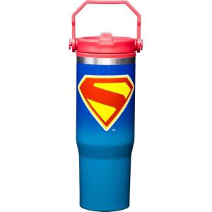 Spoontiques Wonder Woman Stainless Steel Water Bottle – 10″ Tall, Twist Off Lid & Carrying Handle – Stainless Steel Outer Wall & Acrylic Inner Wall(Superman Legacy)