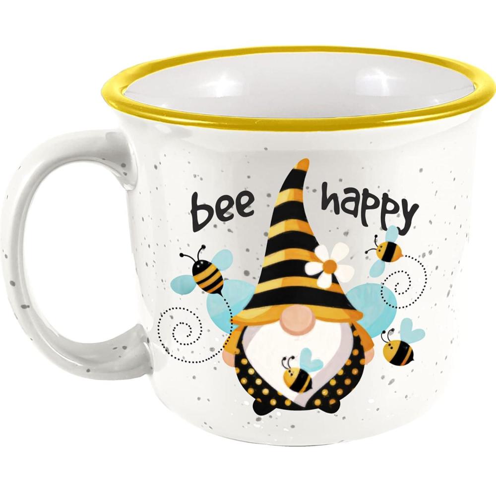 image:imageSpoontiques Bee Happy Camper Mug Cute Ceramic Campfire Mug Great for Outdoor Lovers Backpackers Adventurers Friends amp Family Gifts