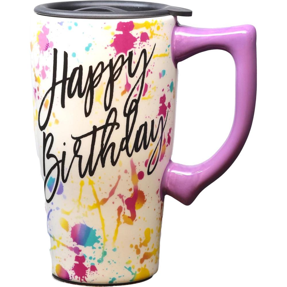 image:imageSpoontiques Ceramic Travel Mugs You Are My Sunshine Cup Hot or Cold Beverages Gift for Coffee LoversHappy Birthday