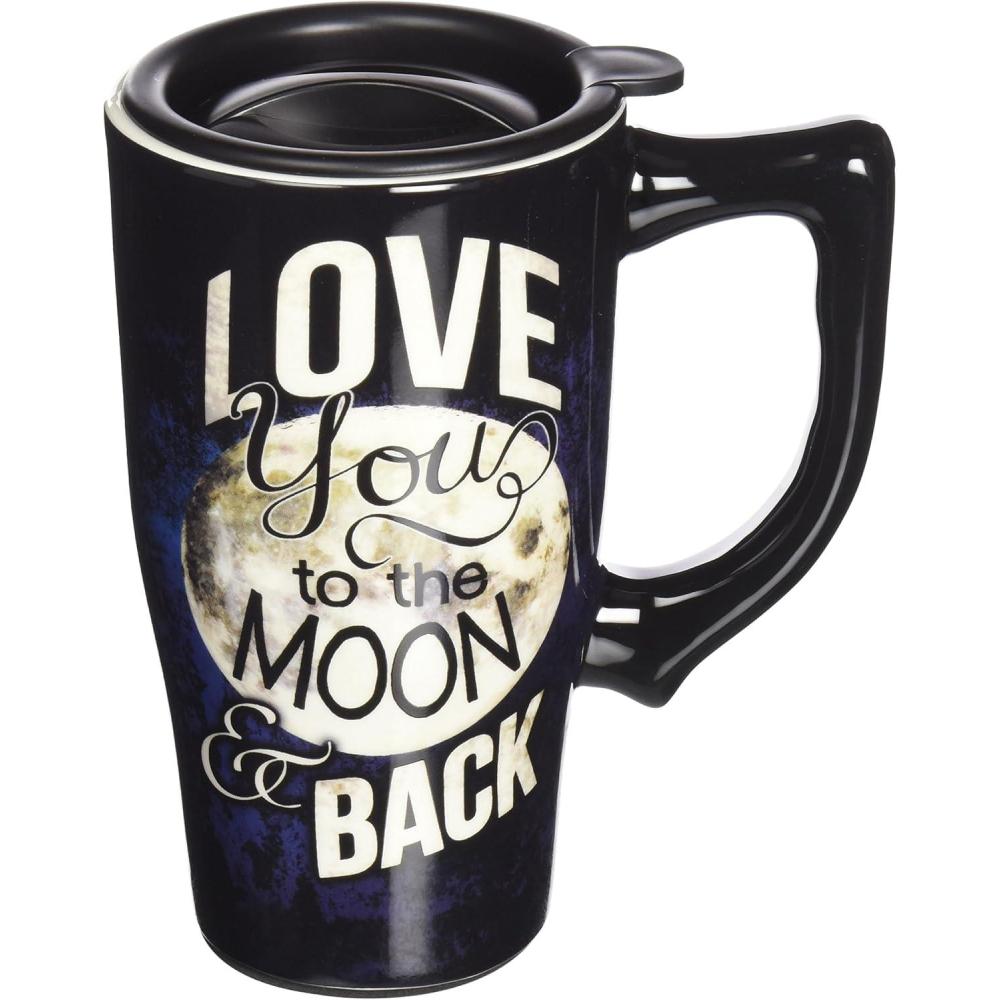 image:imageSpoontiques Ceramic Travel Mugs You Are My Sunshine Cup Hot or Cold Beverages Gift for Coffee LoversLove To The Moon and Back