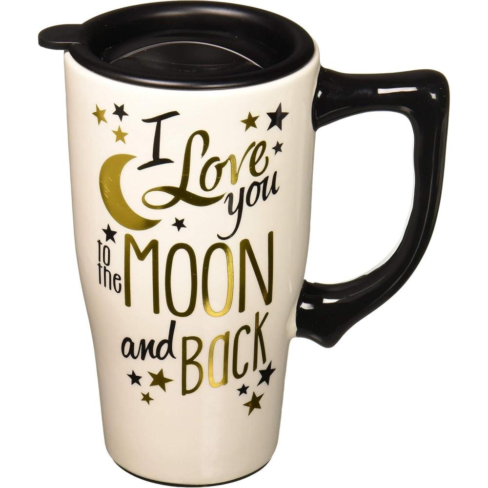image:imageSpoontiques Ceramic Travel Mugs You Are My Sunshine Cup Hot or Cold Beverages Gift for Coffee LoversMoon and Back