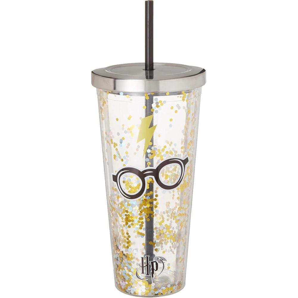 image:imageSpoontiques Harry Potter Tumbler Glasses Glitter Cup with Straw 20 oz Acrylic Gold