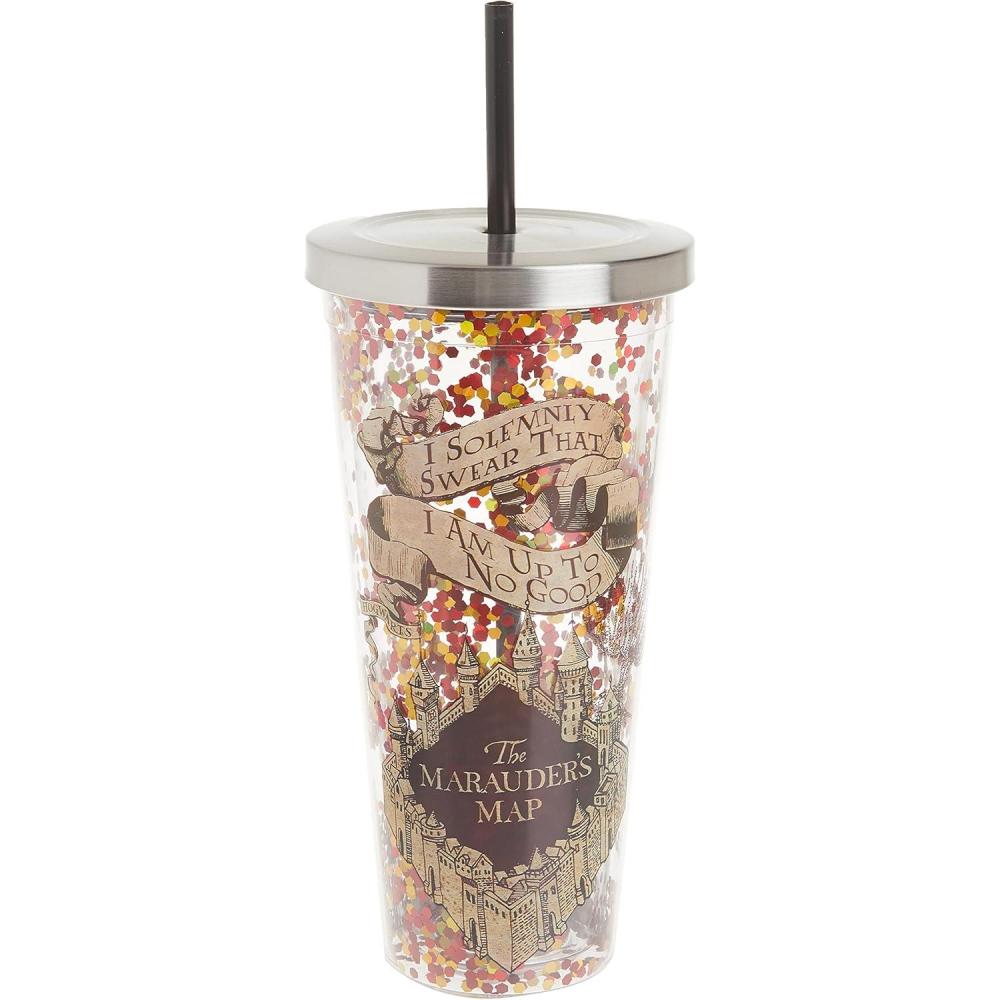 image:imageSpoontiques Harry Potter Tumbler Solemnly Swear Glitter Cup with Straw 20 oz Acrylic Multicolored
