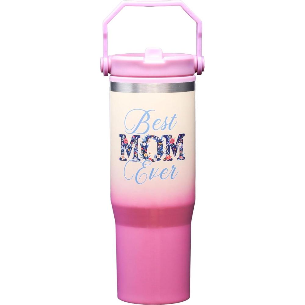 image:imageSpoontiques Best Mom Ever 30oz Stainless Steel Water Bottle  10 Tall Twist Off Lid amp Carrying Handle  Stainless Steel Outer Wall amp Acrylic Inner Wall