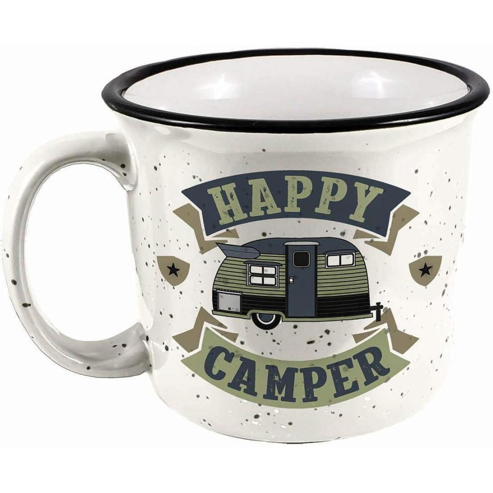 image:imageSpoontiques Ceramic Camper Mug 14oz Microwave amp Dishwasher Safe for Cold amp Hot Beverages Positive AffirmationsHappy Camper