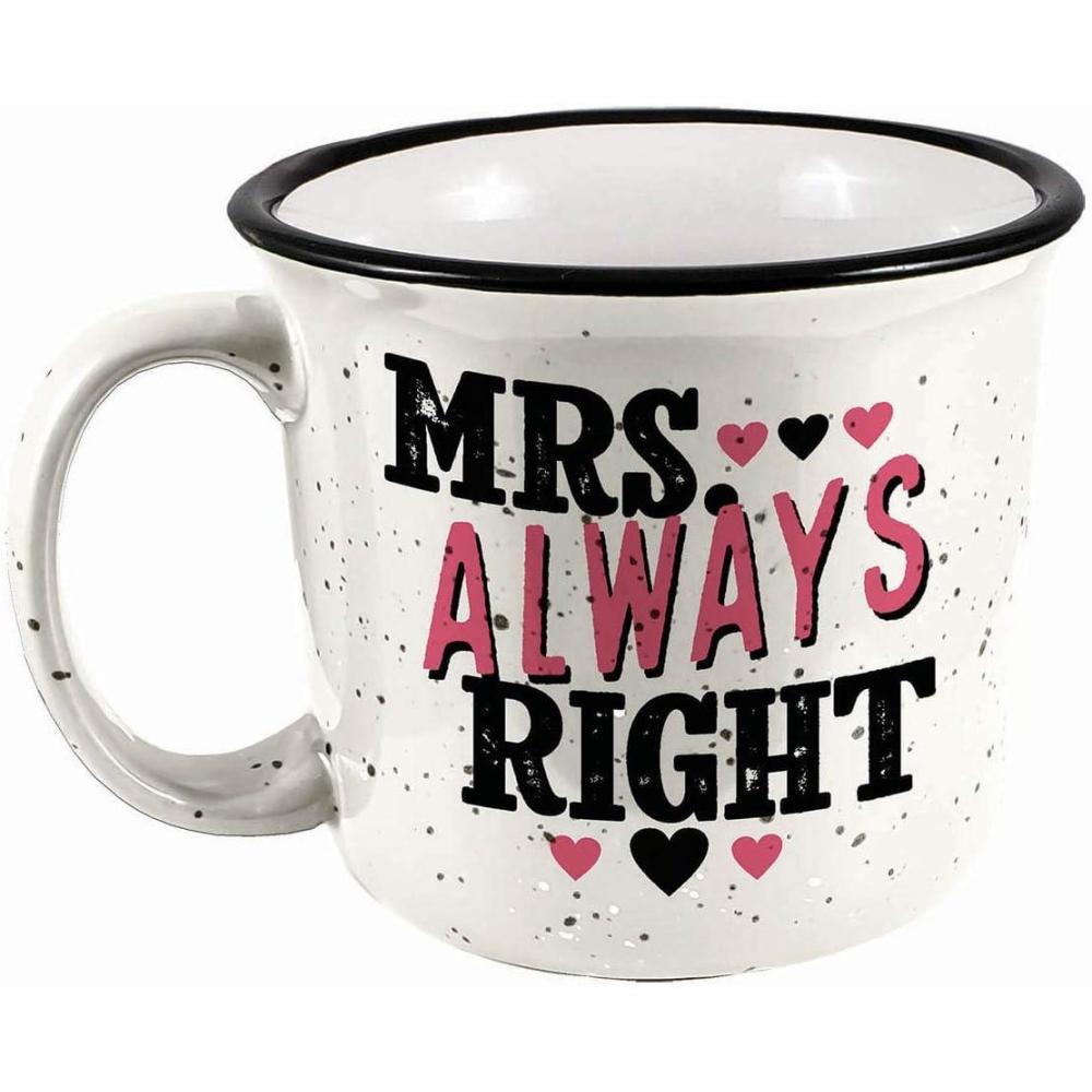 image:imageSpoontiques Ceramic Camper Mug 14oz  Microwave amp Dishwasher Safe for Cold amp Hot Beverages  Positive AffirmationsMrs Always Right