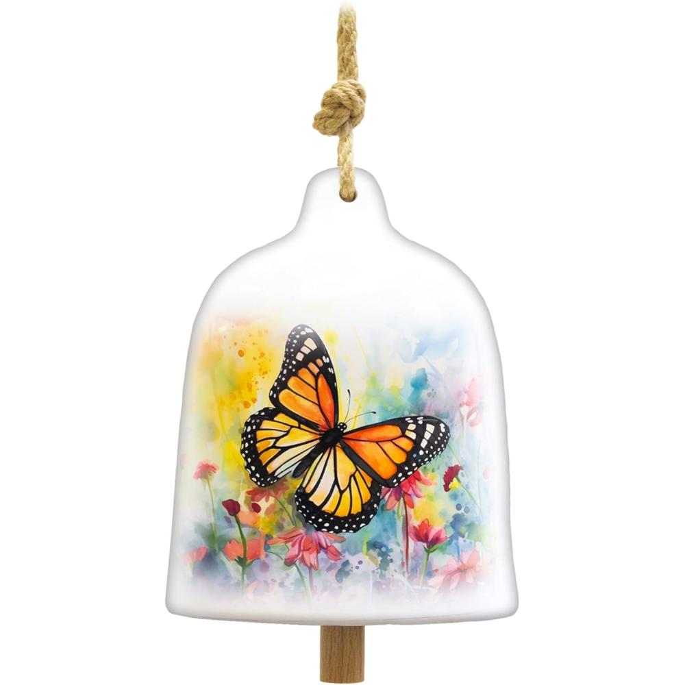 image:imageSpoontiques Elvis Garden Bell Decorative Ceramic Bell for Yard and Garden Decoration Indoor and Outdoor DcorButterfly