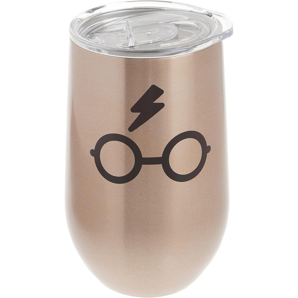 image:imageSpoontiques Harry Potter Stainless Steel Wine Tumbler 16 Oz Double Wall Insulated Drink Cup with Lid for Travel HogwartsHarry Potter Glasses
