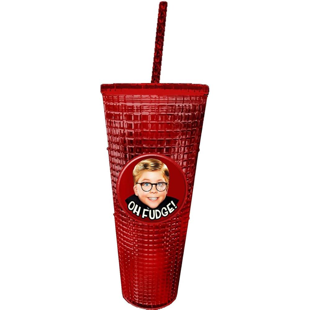 image:imageSpoontiques Holiday Diamond Tumbler 20oz  Textured Cup wStaw Double Wall Insulated BPA Free  A Christmas StoryA Christmas Story