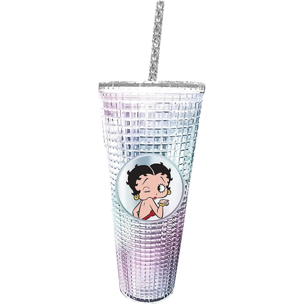 image:imageSpoontiques Holiday Diamond Tumbler 20oz  Textured Cup wStaw Double Wall Insulated BPA Free  A Christmas StoryBetty Boop