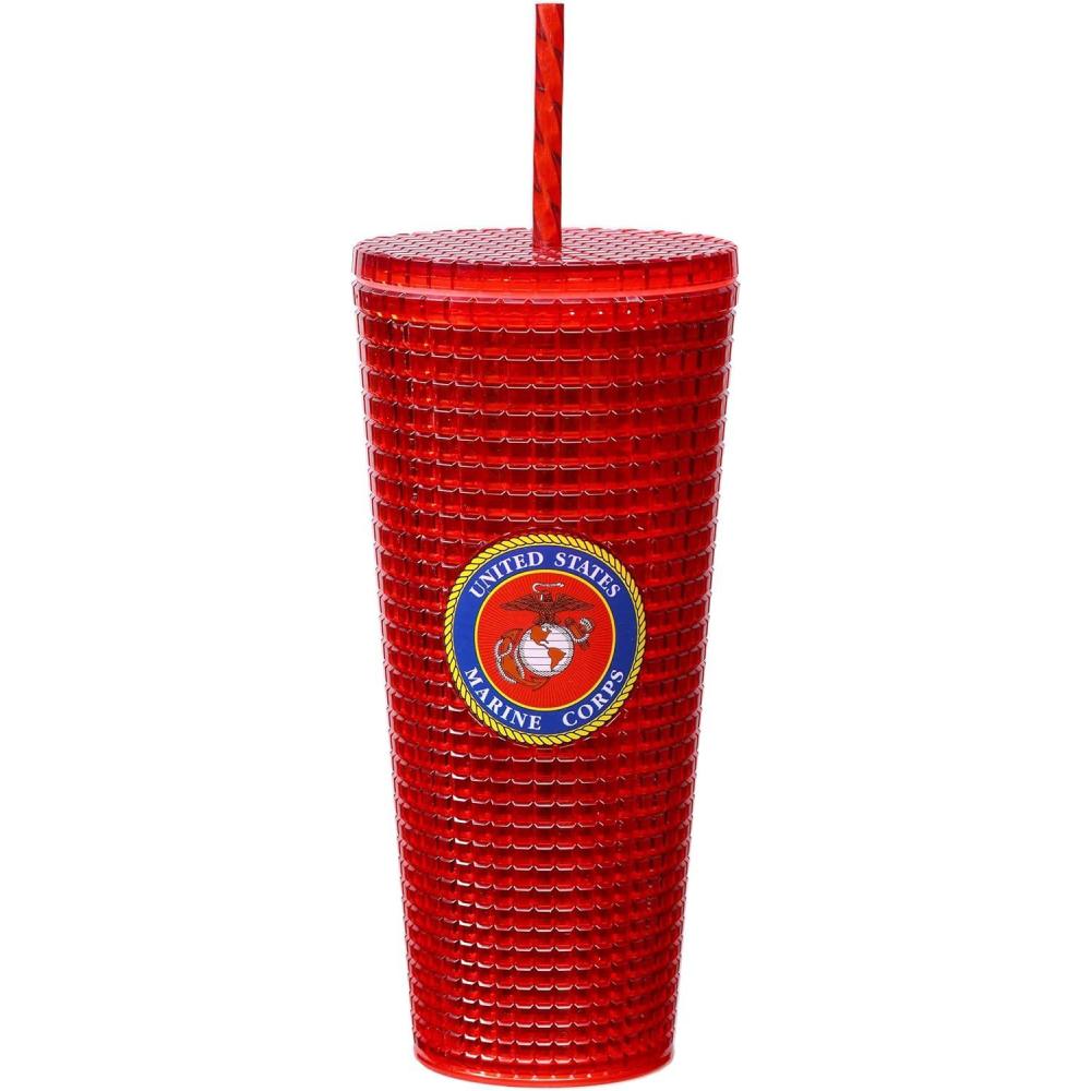 image:imageSpoontiques Holiday Diamond Tumbler 20oz  Textured Cup wStaw Double Wall Insulated BPA Free  A Christmas StoryMarines