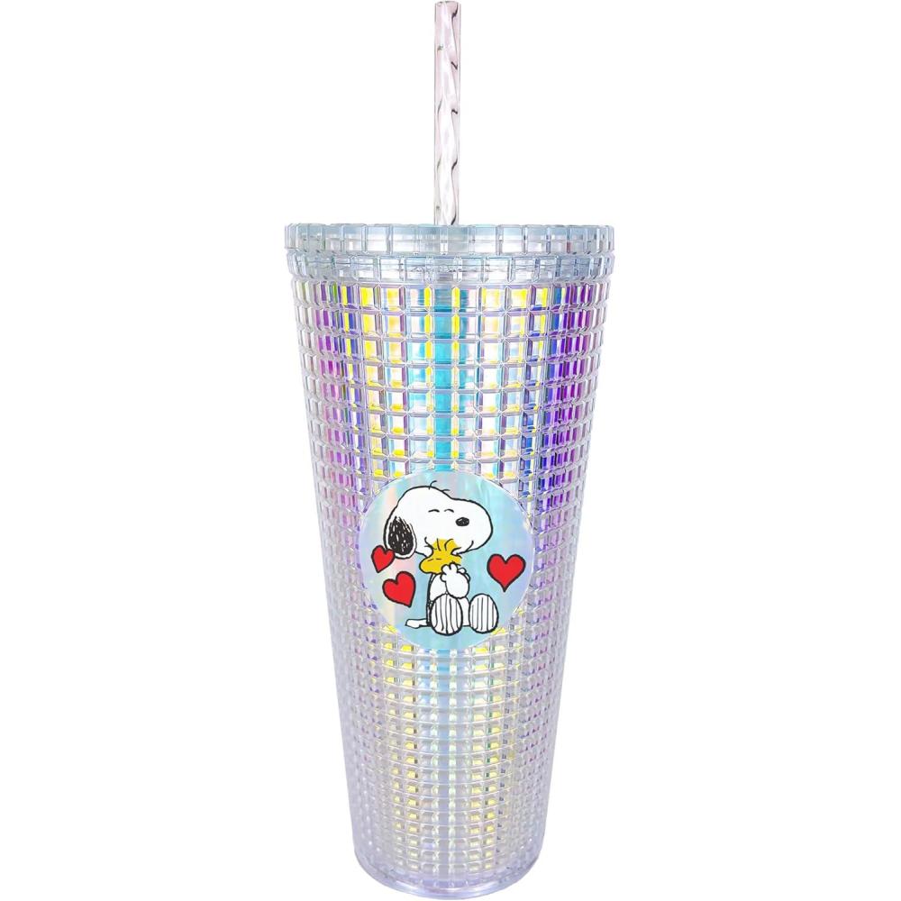 image:imageSpoontiques Holiday Diamond Tumbler 20oz  Textured Cup wStaw Double Wall Insulated BPA Free  A Christmas StorySnoopy