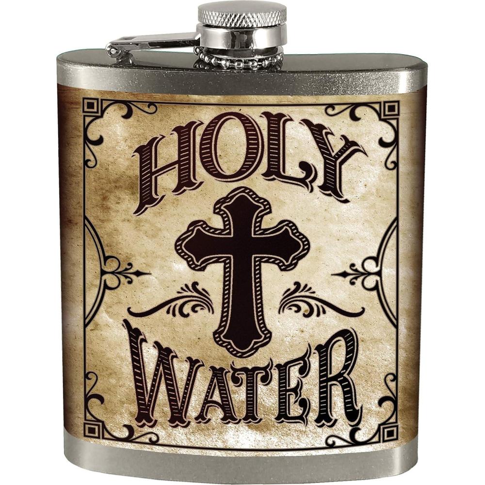 image:imageSpoontiques Holy Water Hip Flask Silver 7 ounces