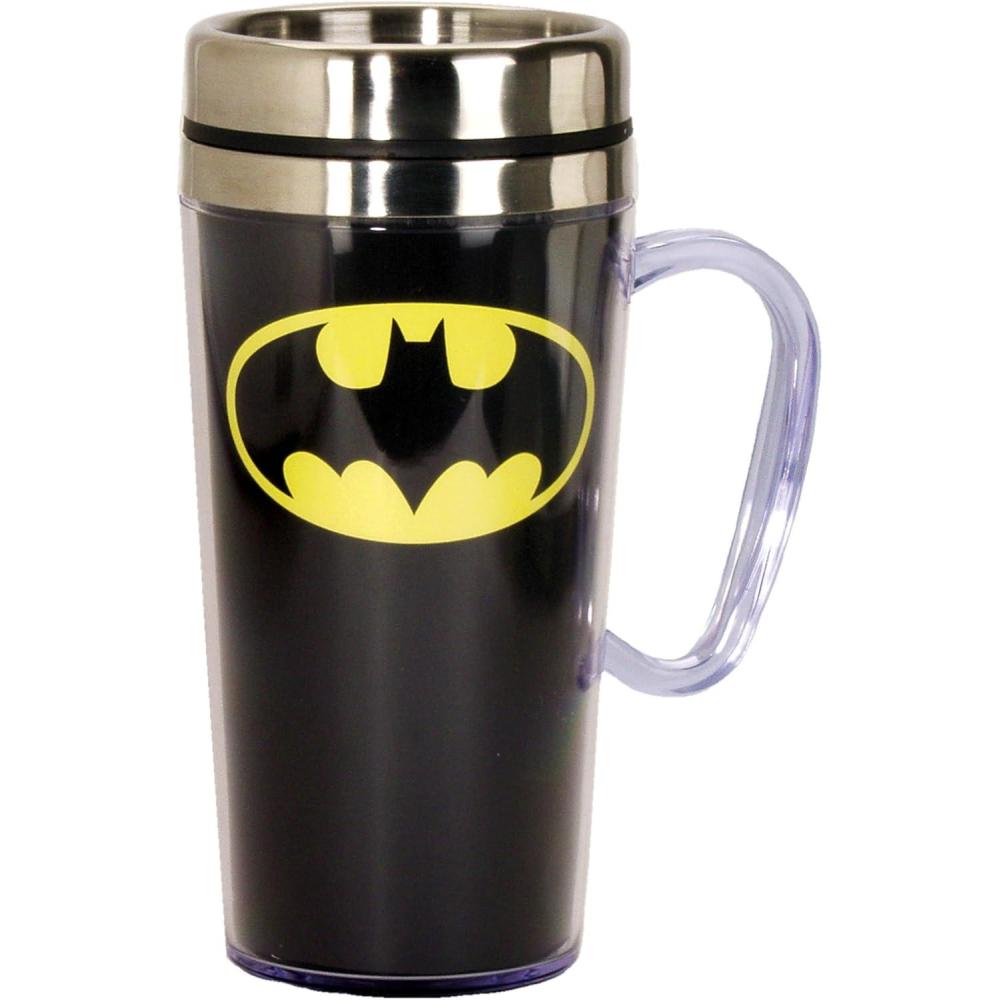 image:imageSpoontiques Insulated Travel Mug 14oz  Double Wall Stainless amp Acrylic Drink Cup with Twist Top Lid amp Handle  Scooby DooBatman
