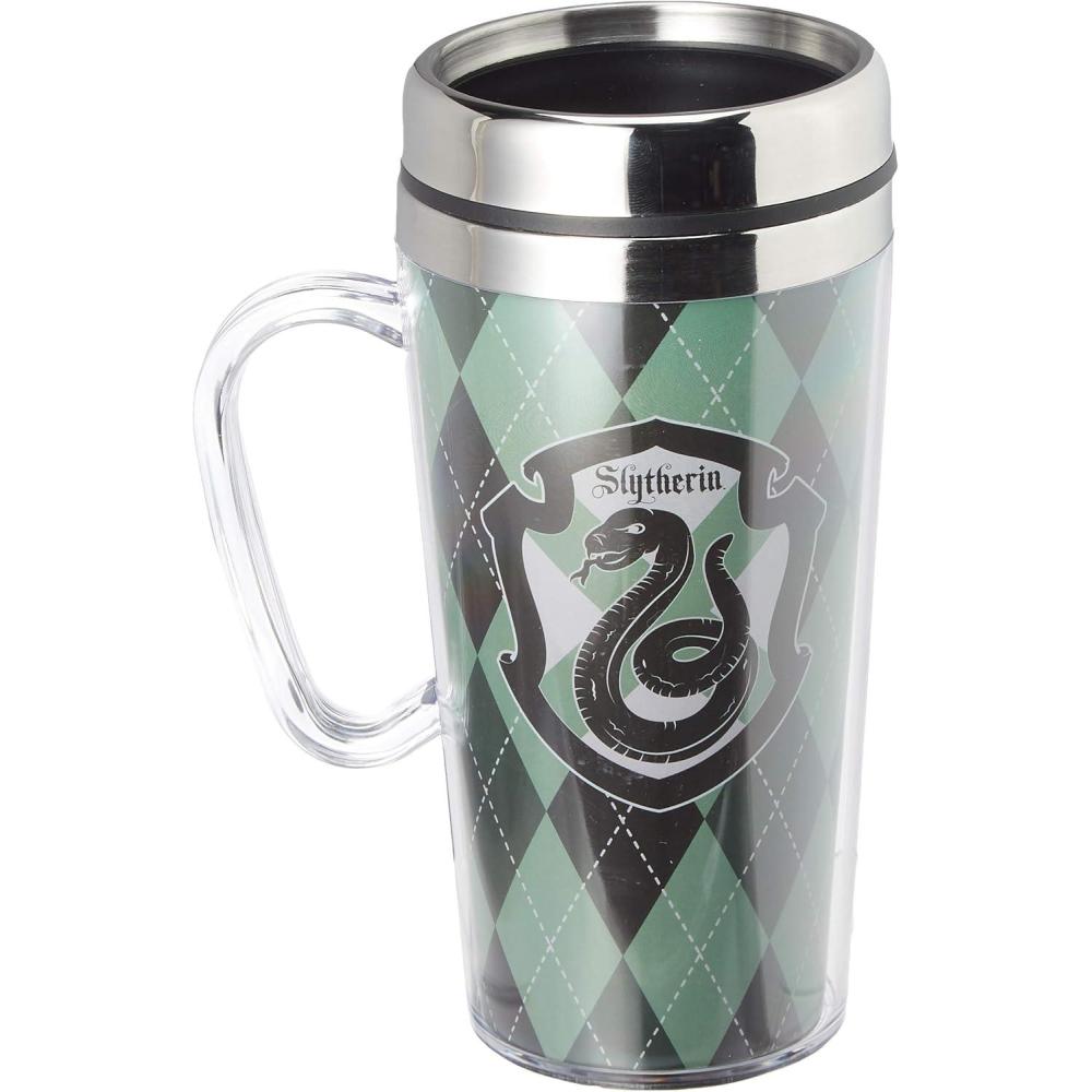 image:imageSpoontiques Insulated Travel Mug 14oz Double Wall Stainless amp Acrylic Drink Cup with Twist Top Lid amp Handle Scooby DooGreen