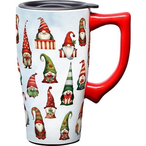 image:imageSpoontiques Merry Clarkmas Ceramic Travel MugChristmas Gnomes