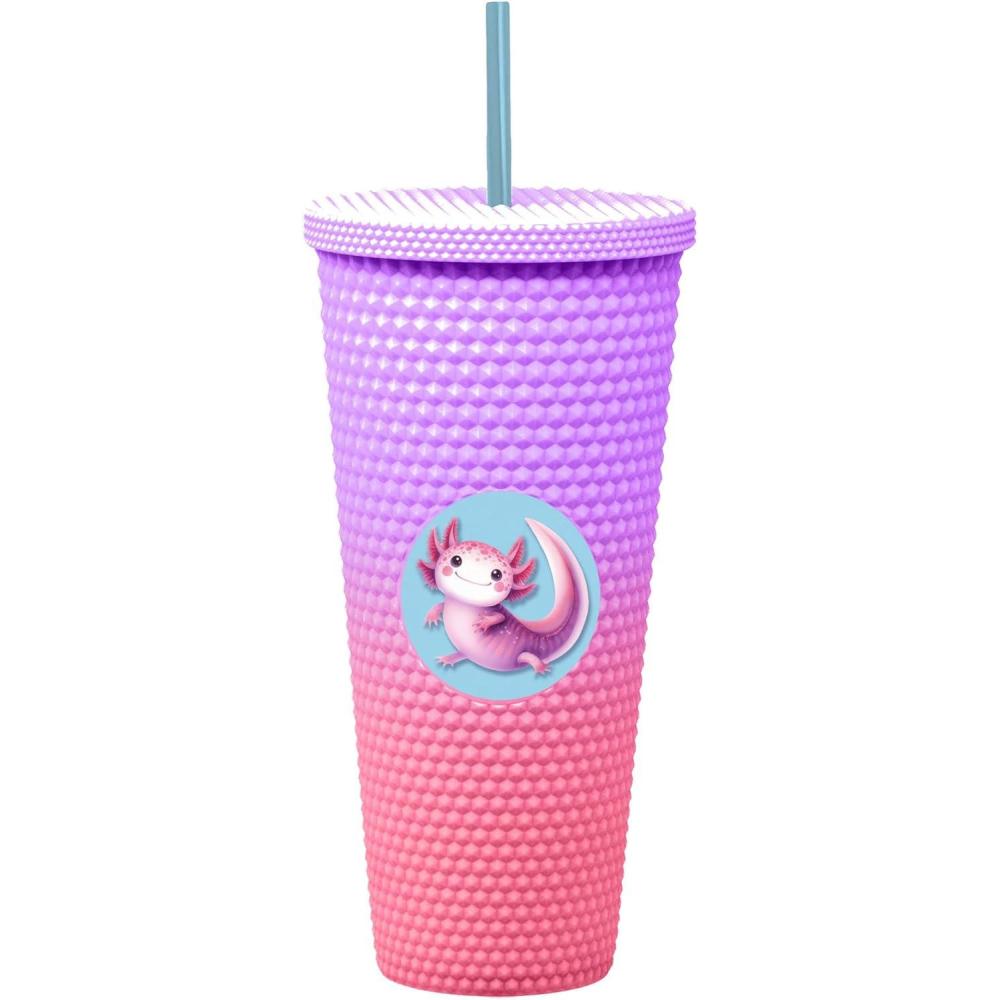 image:imageSpoontiques Studded Tumbler 32oz Insulated Double Wall Acrylic Travel Cup Spill Proof Lid for Hot amp Cold Beverages AmericanaAxolotl