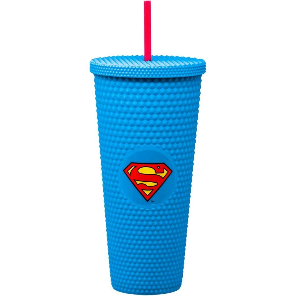 image:imageSpoontiques Studded Tumbler 32oz  Insulated Double Wall Acrylic Travel Cup Spill Proof Lid  for Hot amp Cold Beverages  AmericanaSuperman