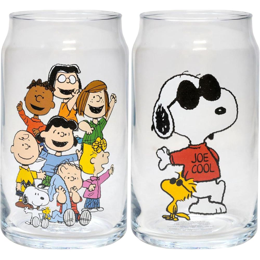 image:imageSpoontiques Wonder Woman Glass Set 2 Unique Glasses Per Set in Colorful Decorative Gift Box 16oz 5 14 TallPeanuts