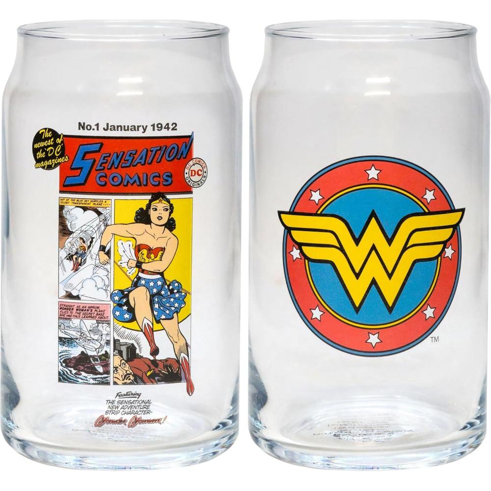 image:imageSpoontiques Wonder Woman Glass Set 2 Unique Glasses Per Set in Colorful Decorative Gift Box 16oz 5 14 TallWonder Woman