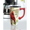 Spoontiques – Ceramic Travel Coffee Mug with Lid and Handle – Spill Proof Lid – Double Walled Mug for Hot and Cold Beverages – Microwave and Dishwasher Safe – Cardinal Memorial Travel Mug